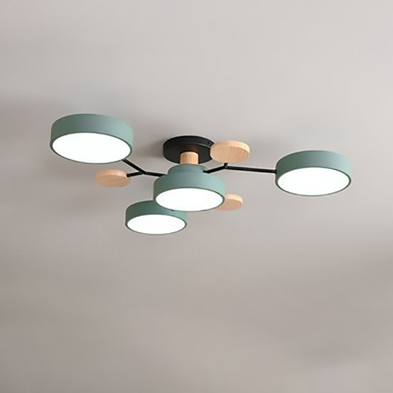 4-head molecule ceiling light in green