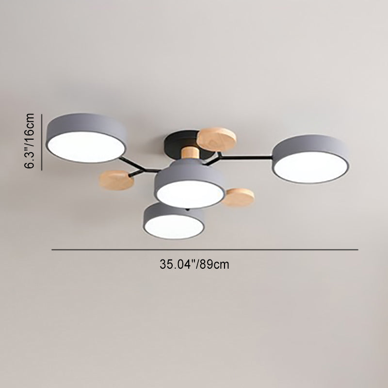 4-head molecule ceiling light in grey, detail