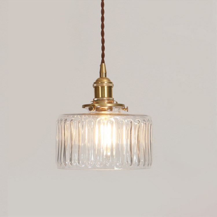 Clear glass jar pendant, large, lit