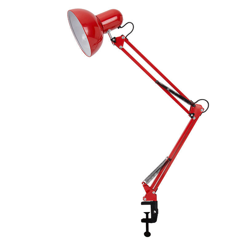 Red clip-on desk lamp