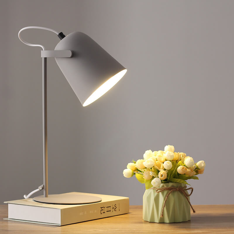 Grey bucket table lamp