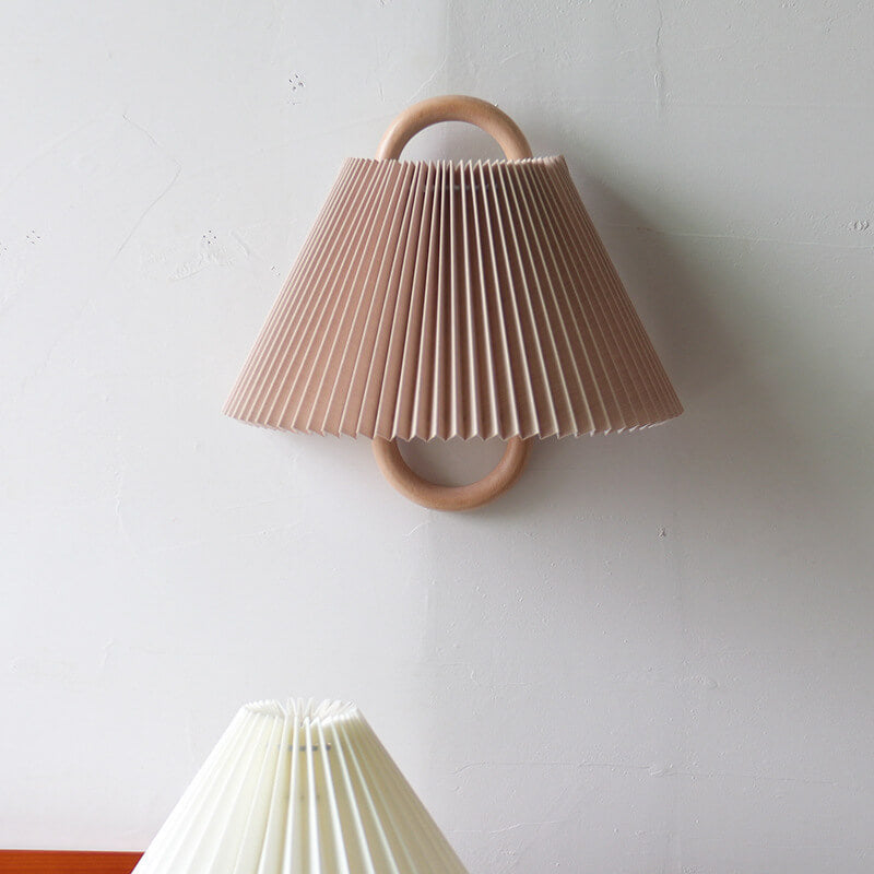 Coffee pleated half-moon wall light