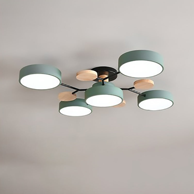 5-head molecule ceiling light in green