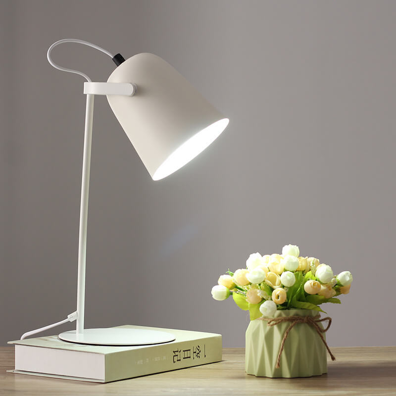 White bucket table lamp