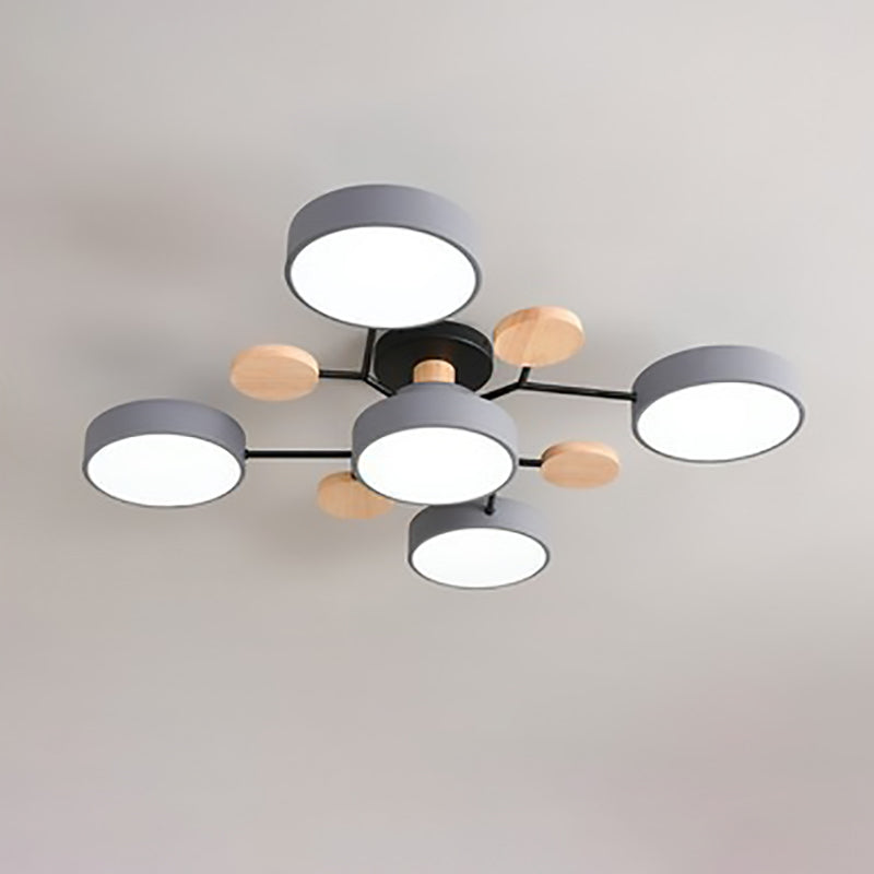 5-head molecule ceiling light in grey