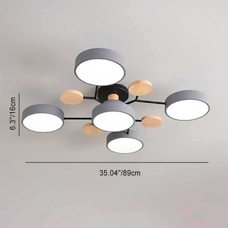 5-head molecule ceiling light in grey, detail