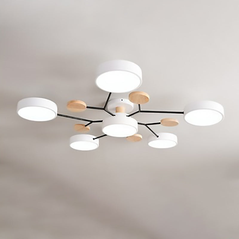 6-head molecule ceiling light in white