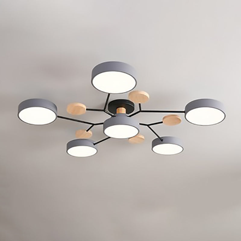 6-head molecule ceiling light in grey