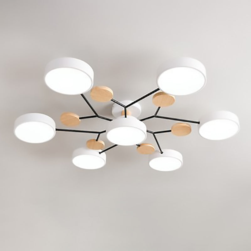 7-head molecule ceiling light in white, top view