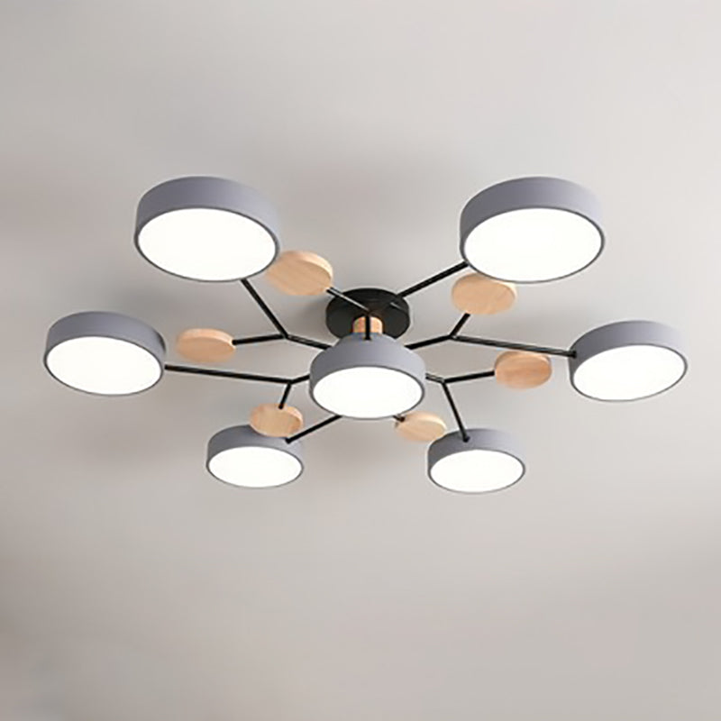 7-head molecule ceiling light in grey, top view