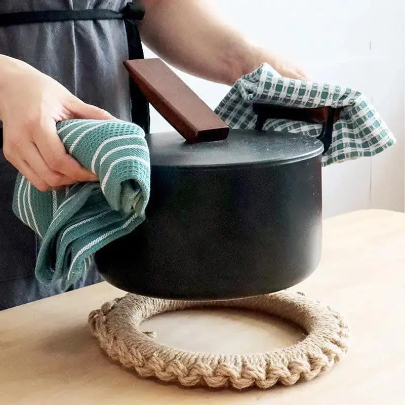 Kitchen towel hanging in a kitchen