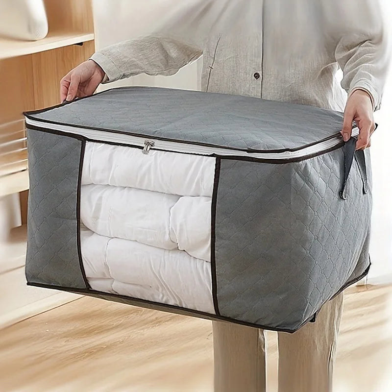 Set of two grey quilt storage bags