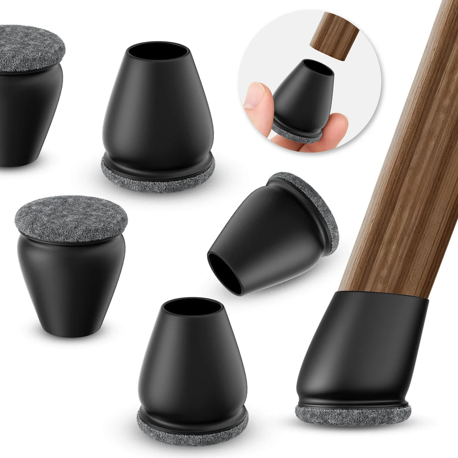 Silicone chair leg protectors with felt pads