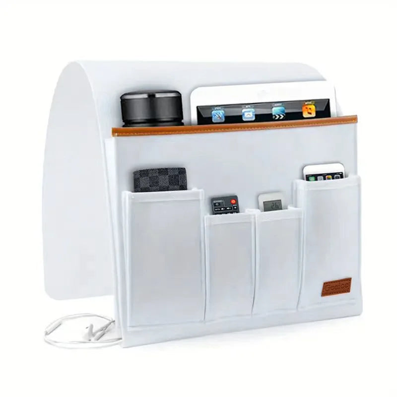 White felt armrest caddy