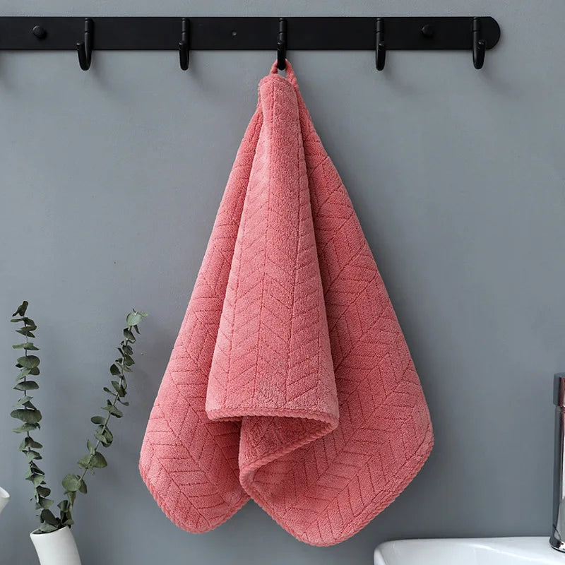 Pink coral velvet hand towel