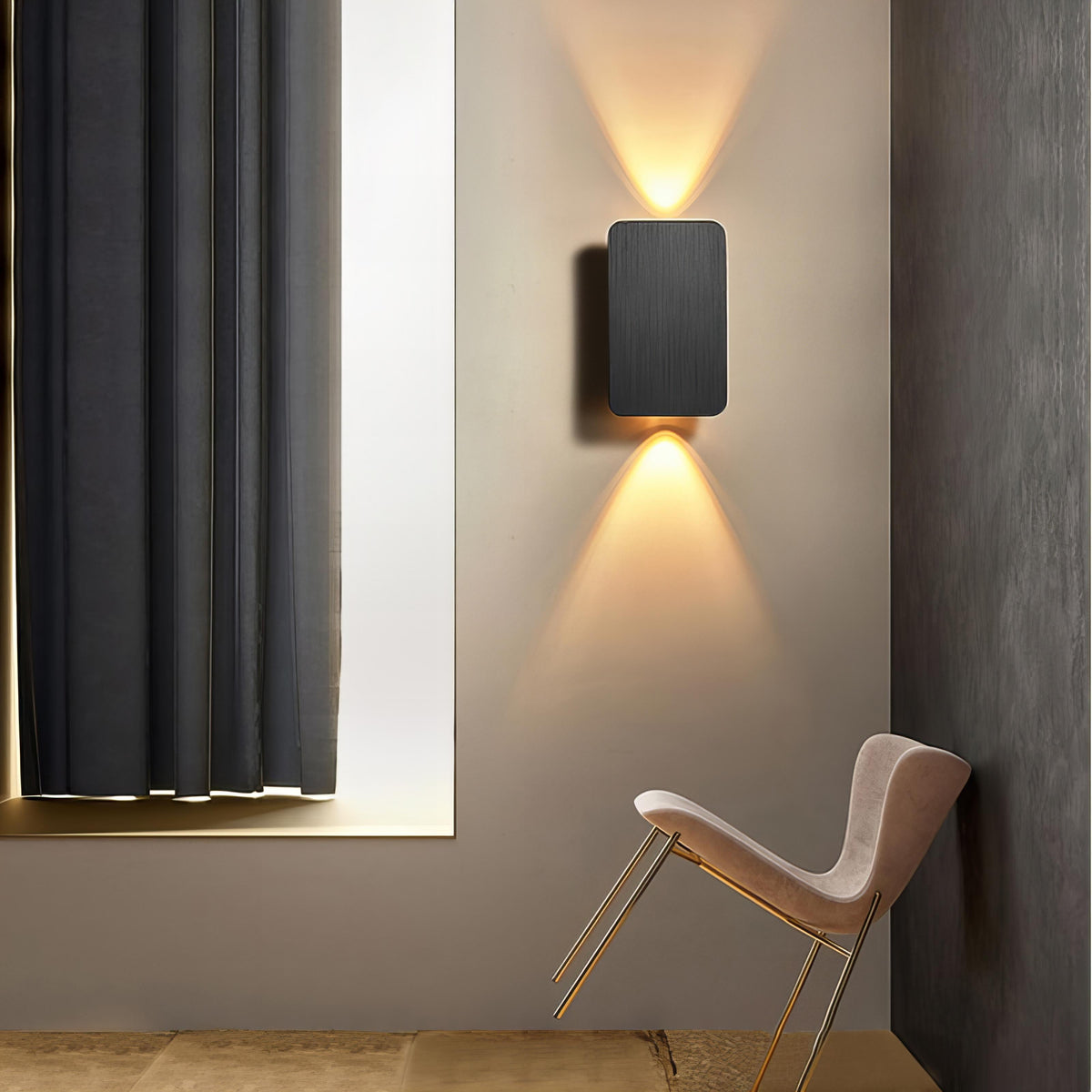 Black rectangular LED wall light