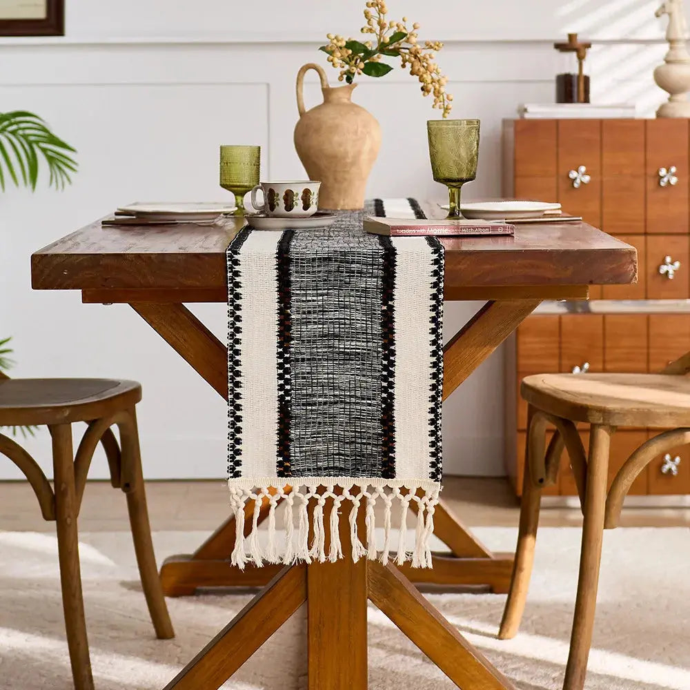 Table runner styled on a coffee table