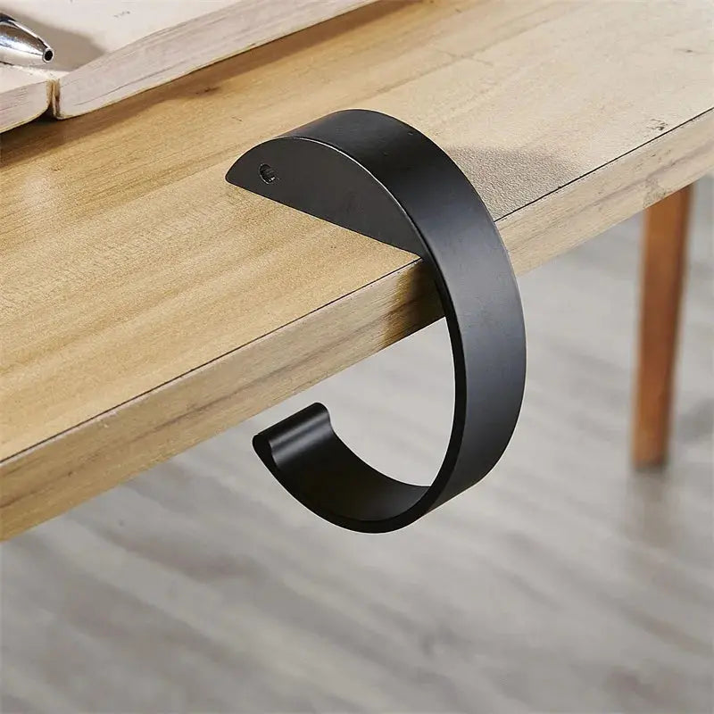 Black C-shaped desk bag hook