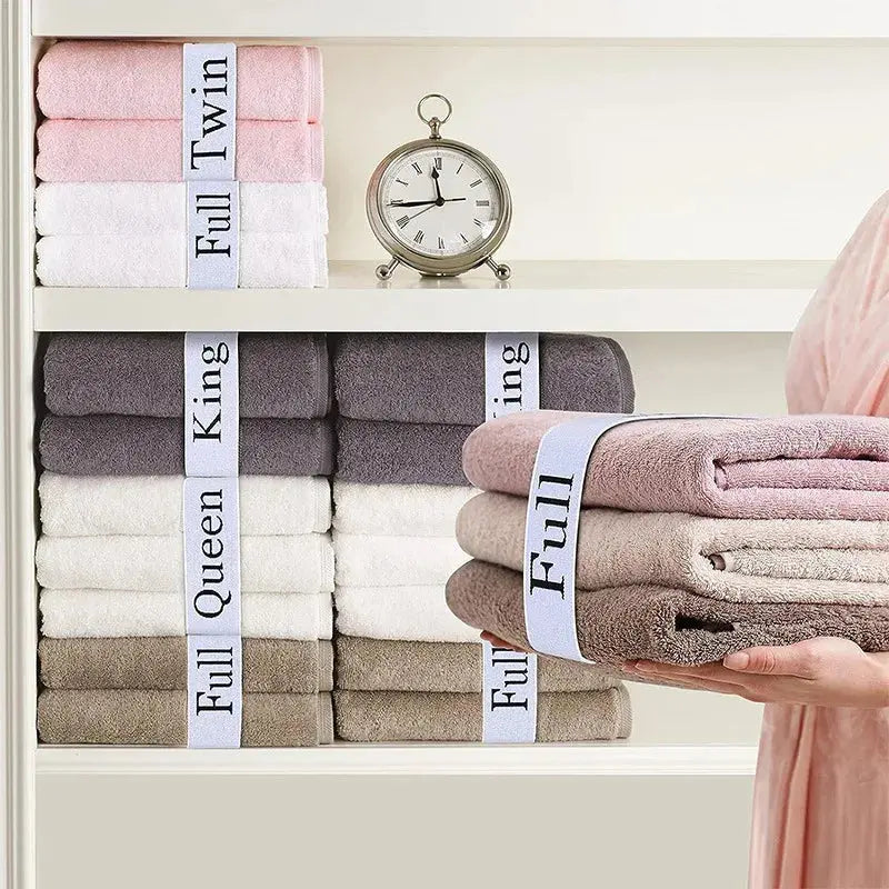 Sheet storage bands with size labels