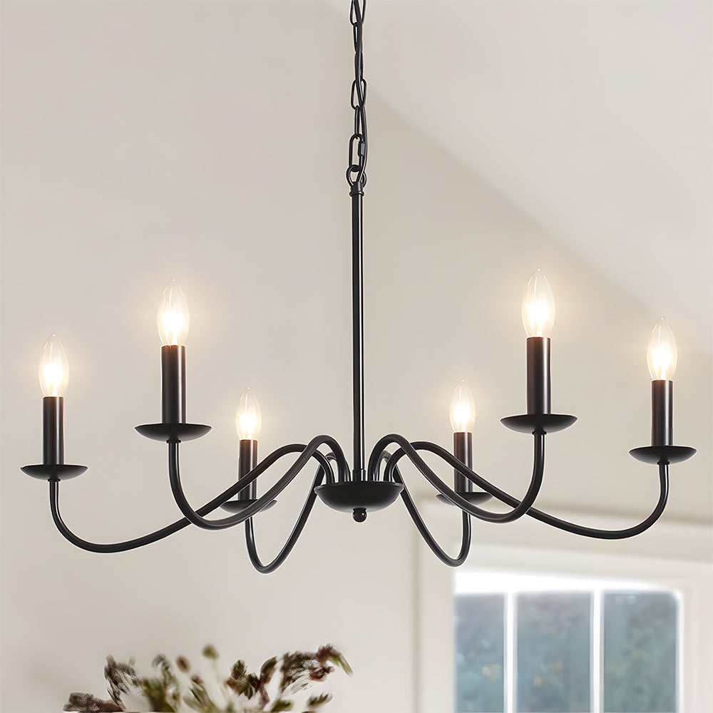 Black candle-style iron chandelier