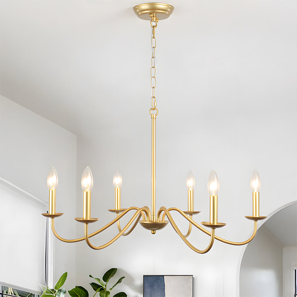 Gold chandelier with 6 lights