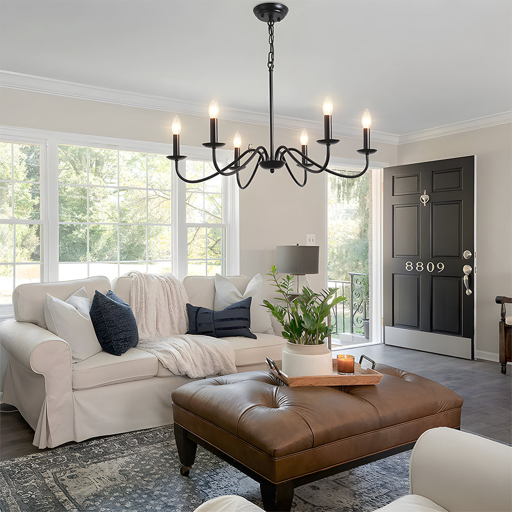 Chandelier in a bedroom