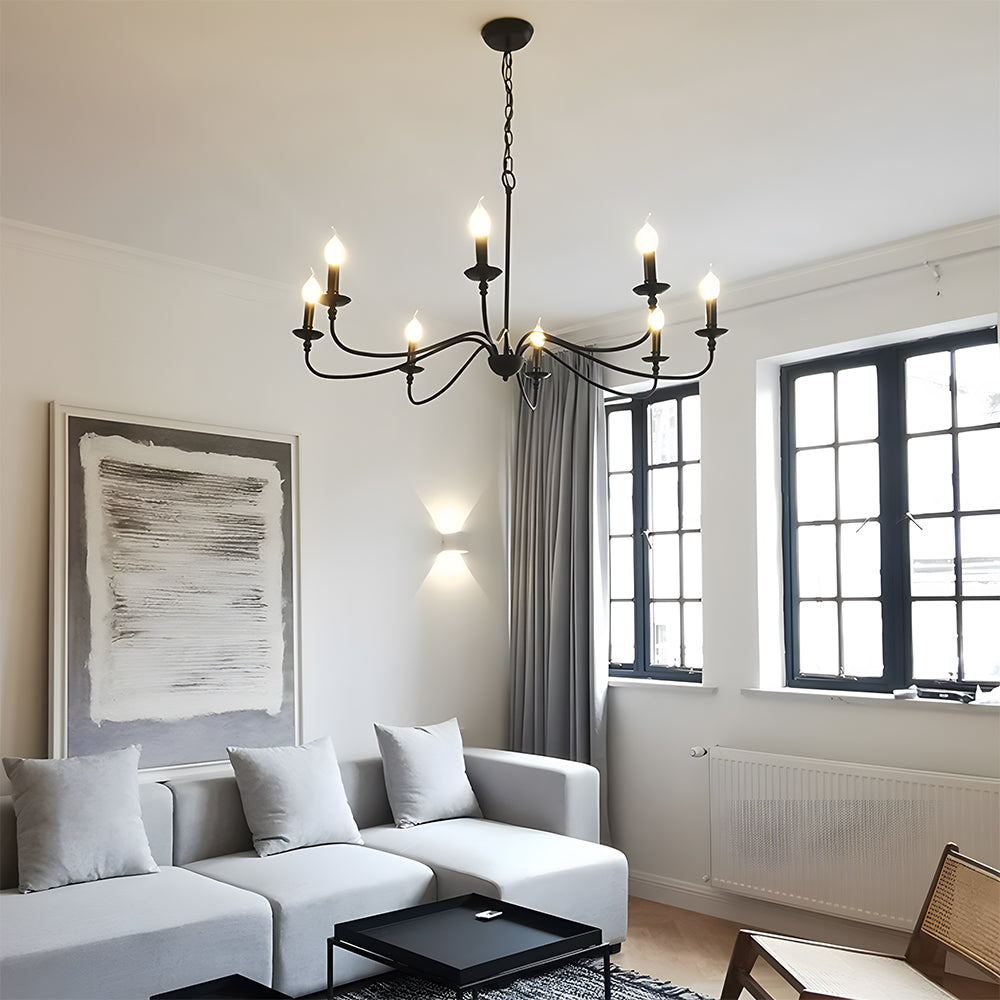 Black chandelier with 8 lights