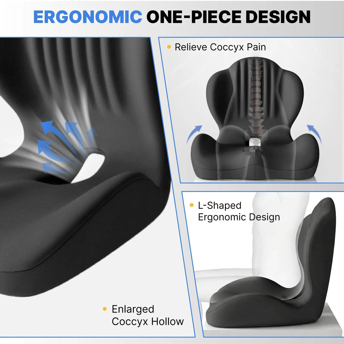 Memory foam seat cushion in use at a desk