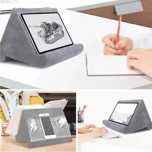Soft lap holder for tablet in use on sofa