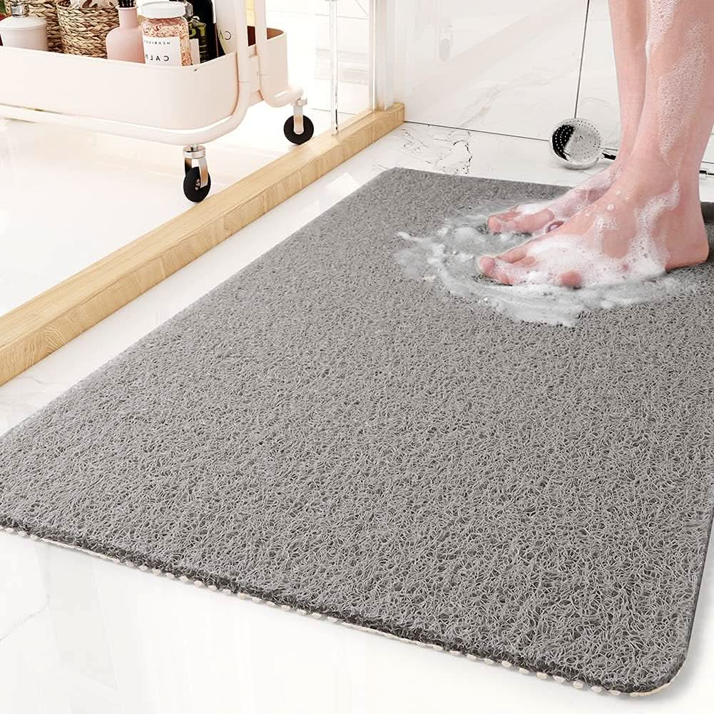Non-slip shower mat in a shower