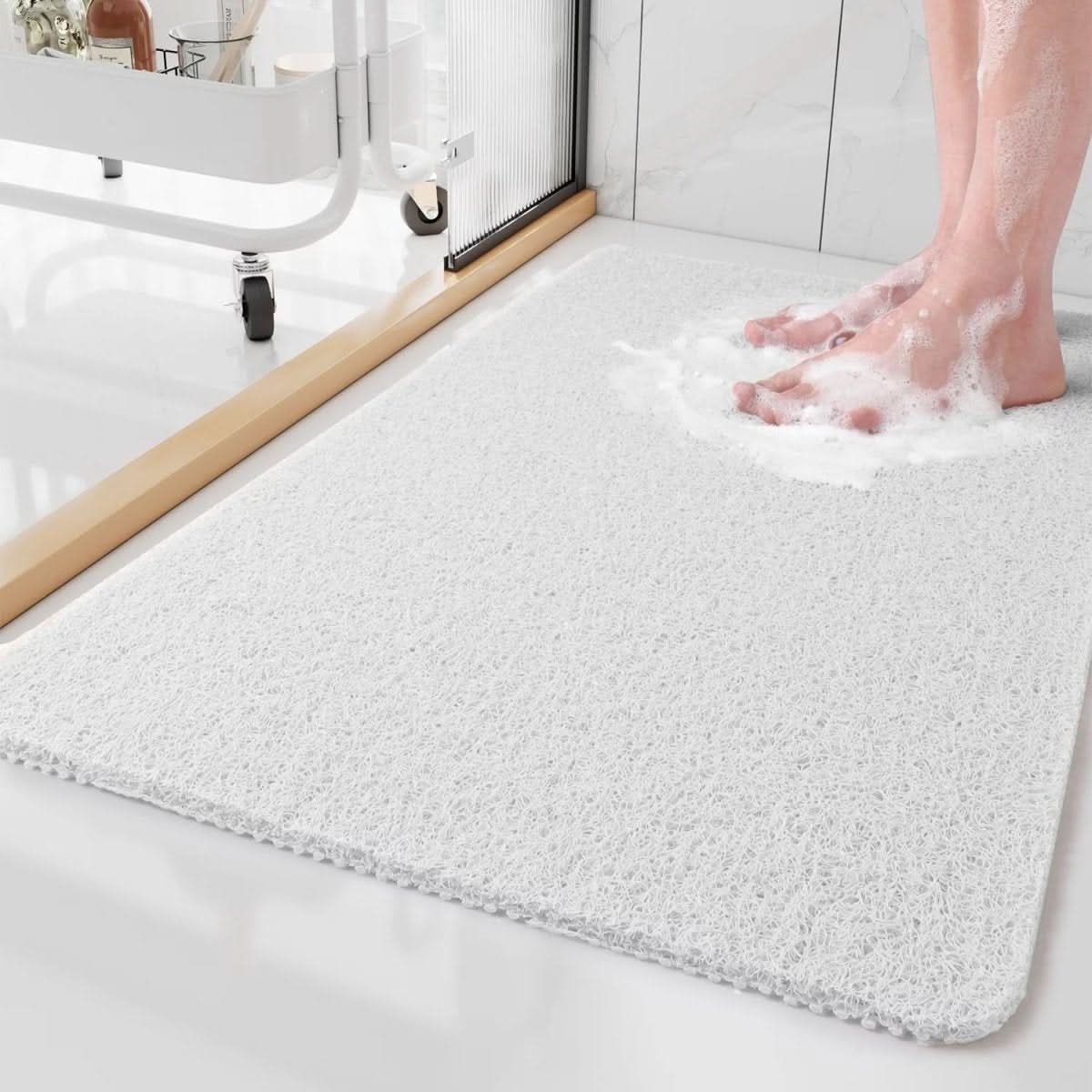 Shower mat in bathroom