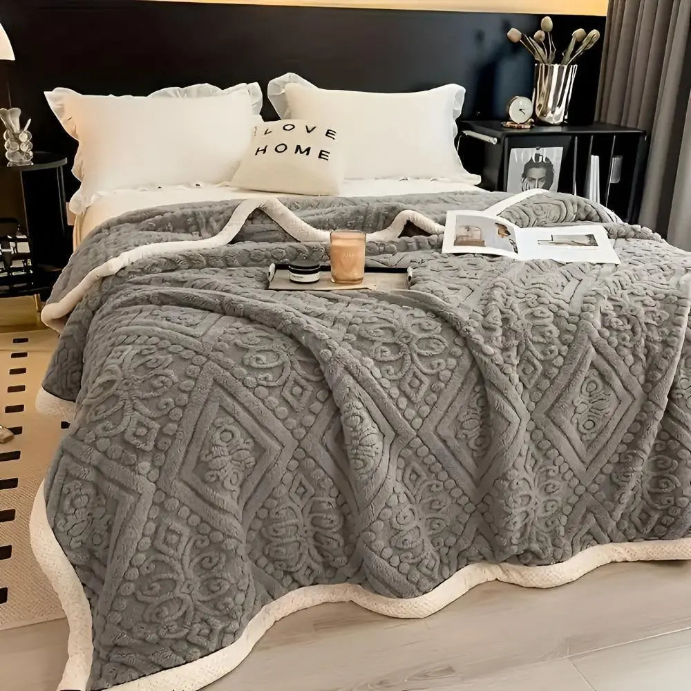 Reversible blanket folded showing both sides