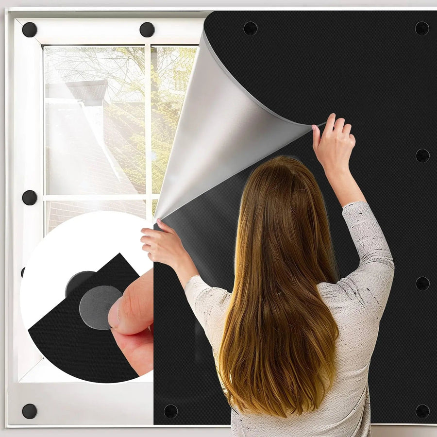 Magnetic blackout window shade on window