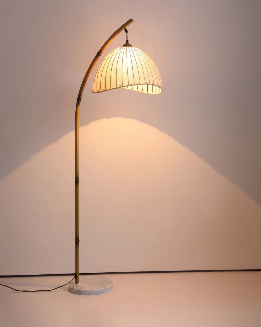 Bamboo-style floor lamp with fabric shade