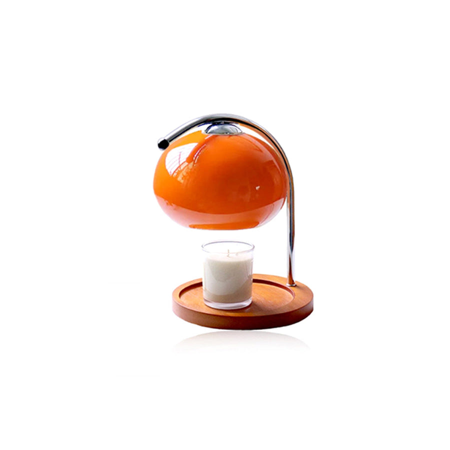 Retro glass candle warmer lamp with orange shade