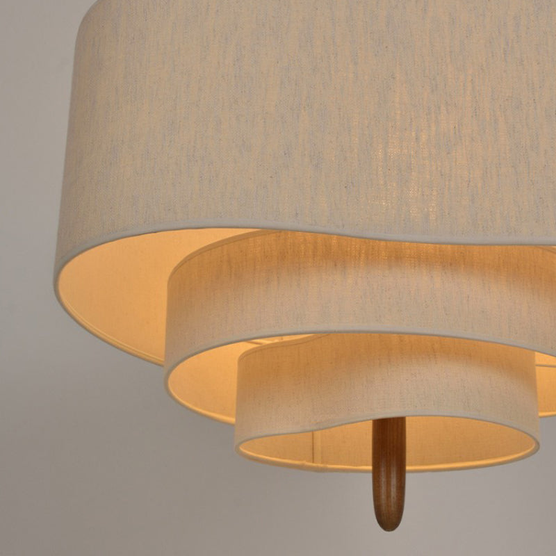 Fabric drum chandelier in a living room