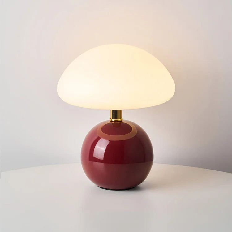Wine red mushroom lamp