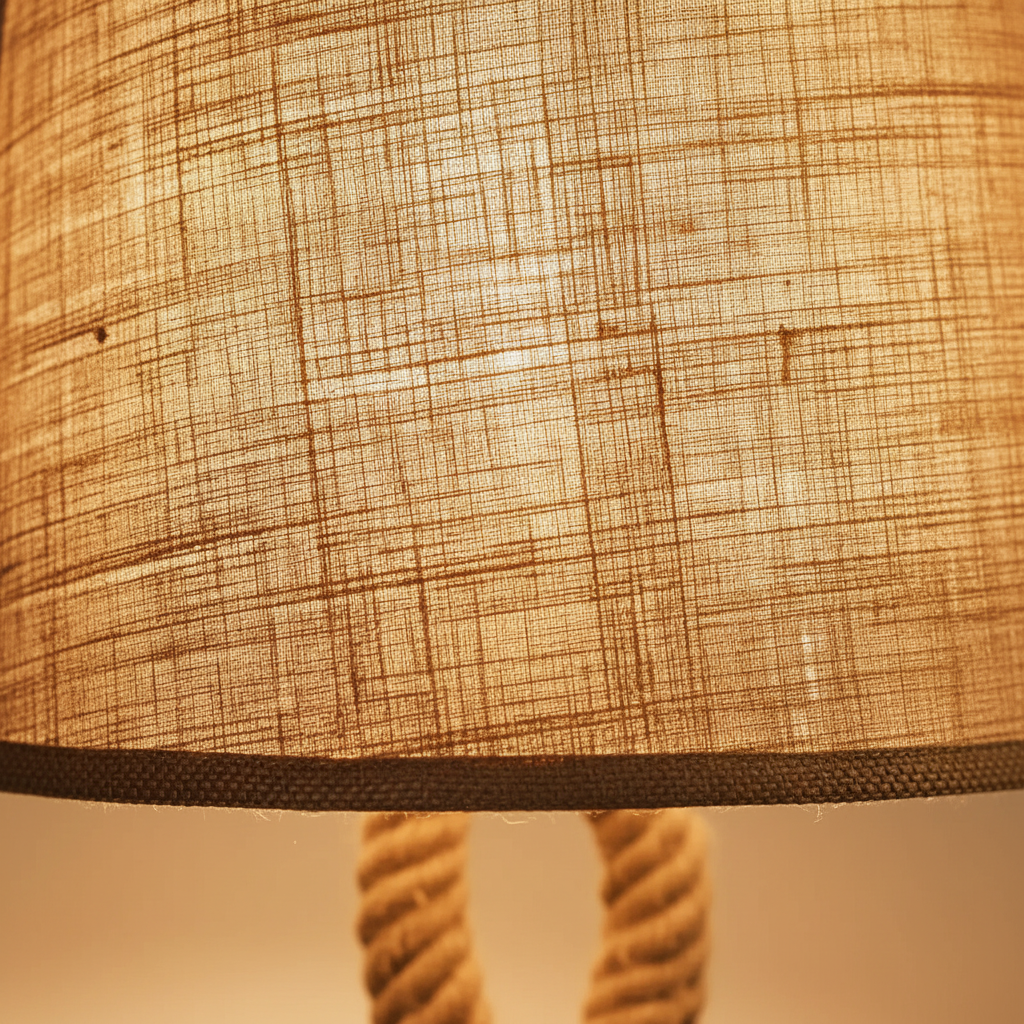 Close-up of hand-knotted hemp rope base