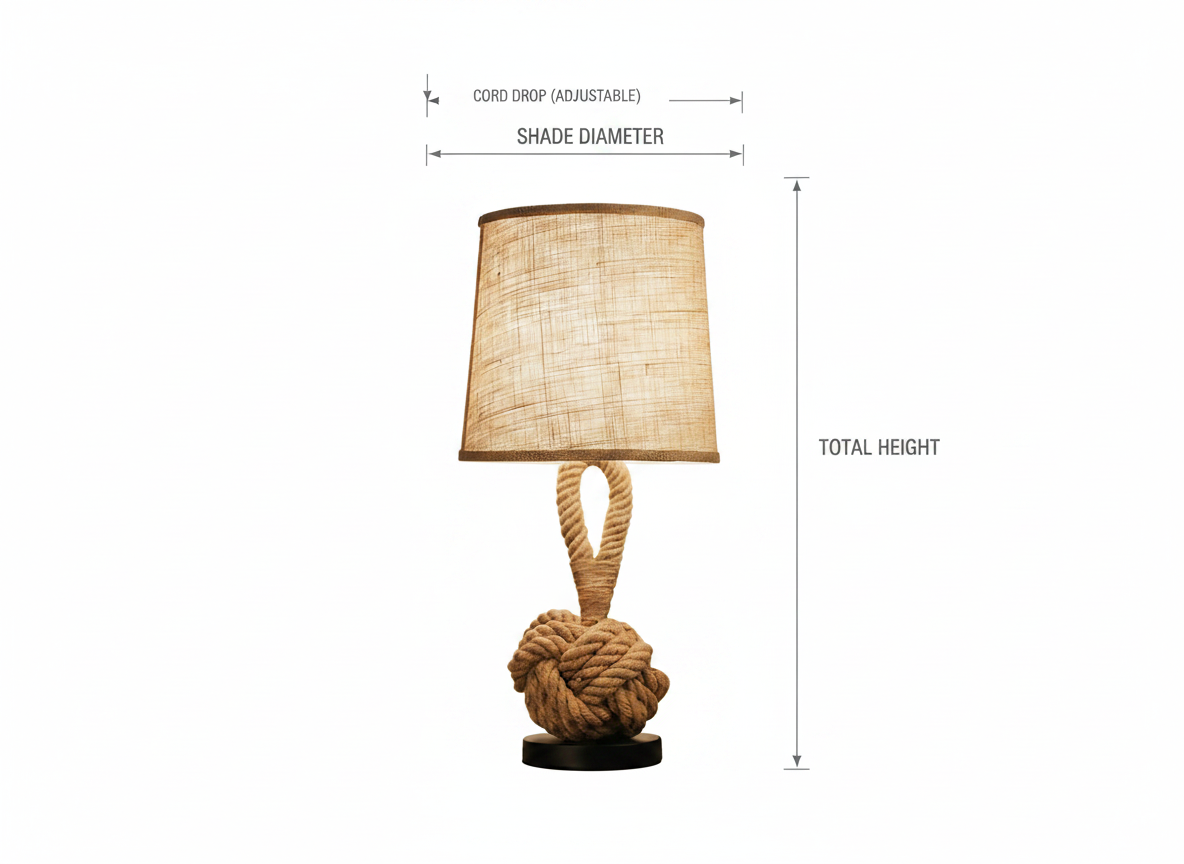 Rope table lamp dimensions diagram