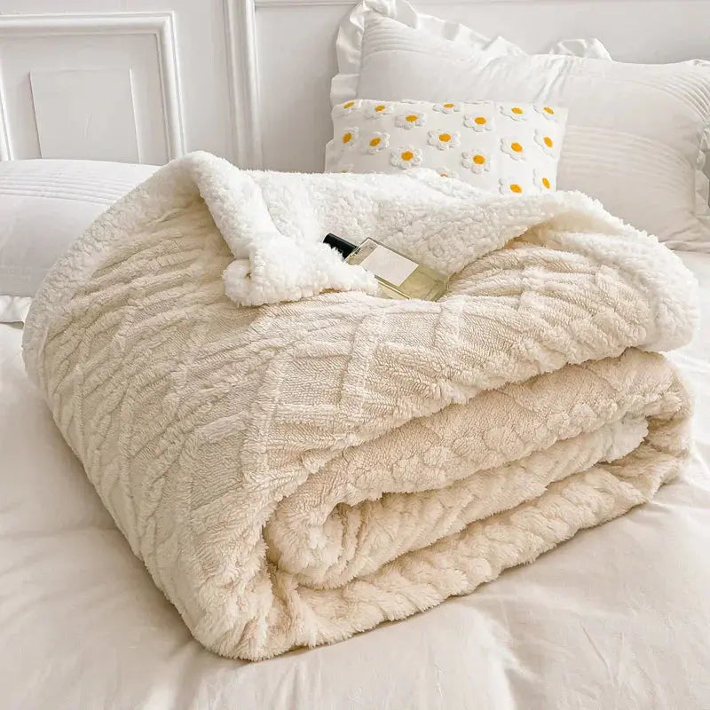 Lamb fleece blanket in Creamy White