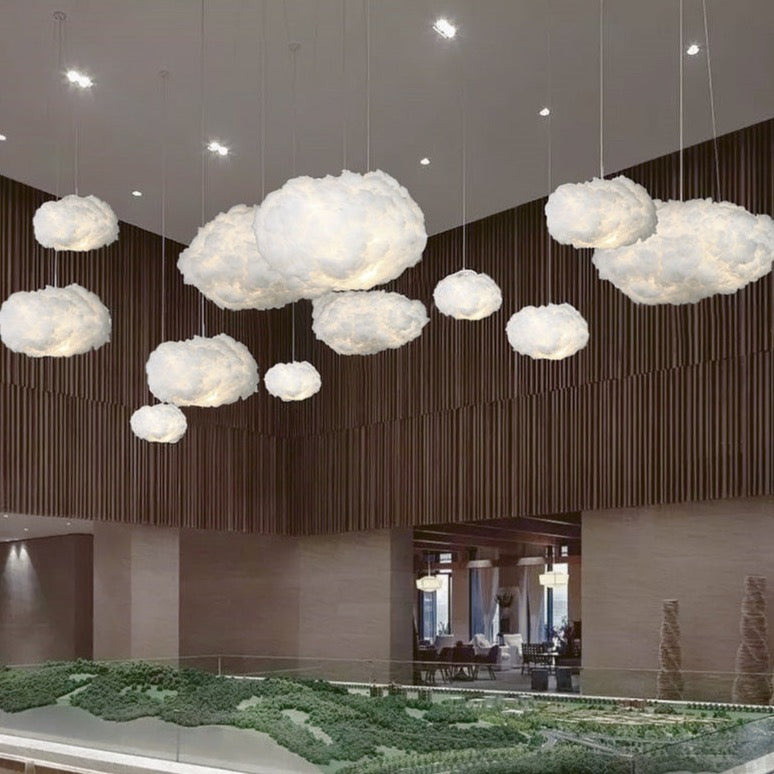 Cloud pendant light in a nursery corner