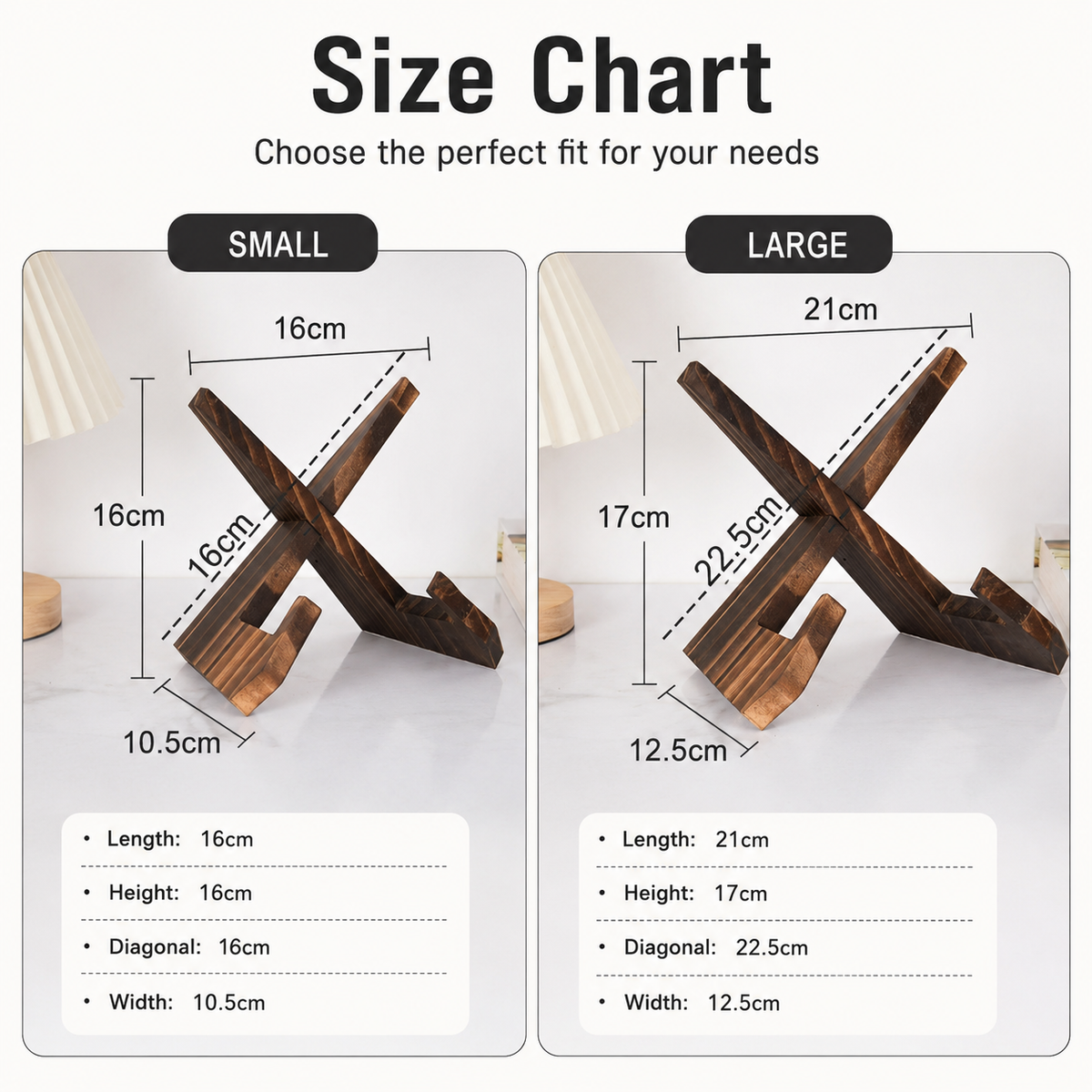 Wooden cookbook holder size guide