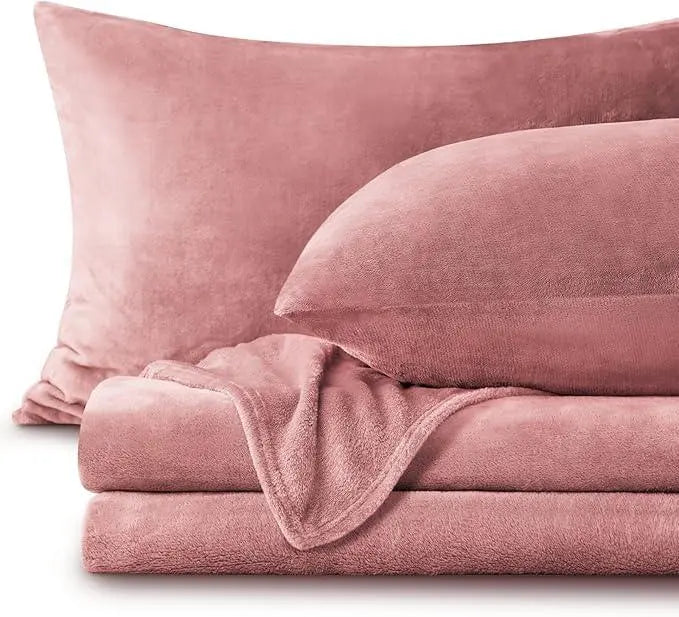 Flannel fleece sheet set in Blush Pink