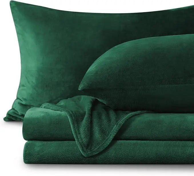 Flannel fleece sheet set in Dark Green