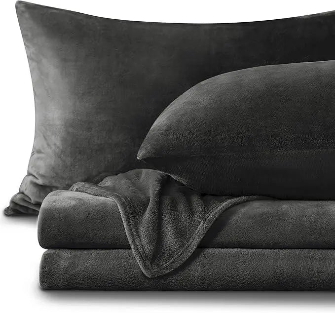 Flannel fleece sheet set in Dark Grey