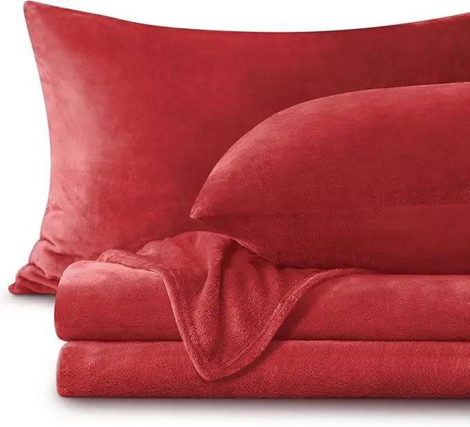 Flannel fleece sheet set in Red