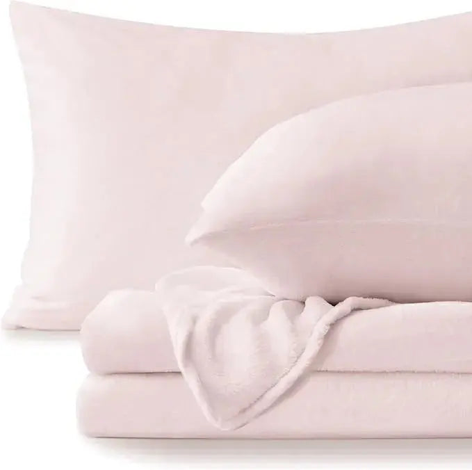 Flannel fleece sheet set in Pink