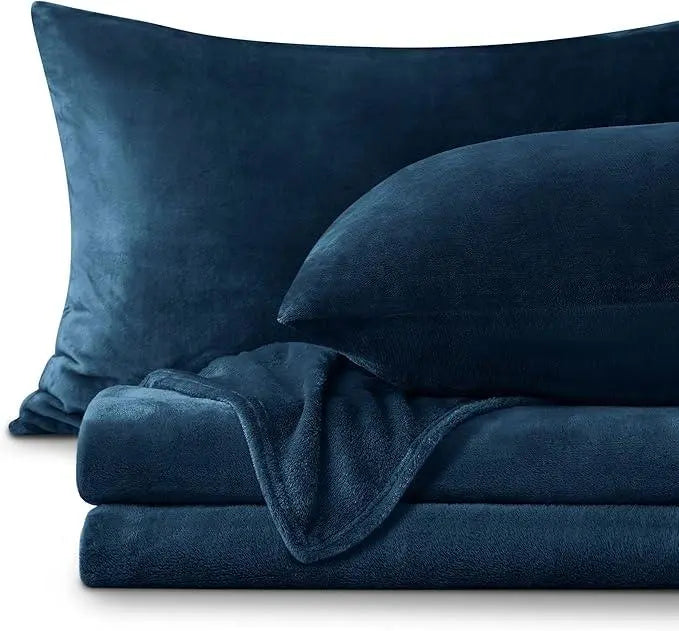 Flannel fleece sheet set in Blue