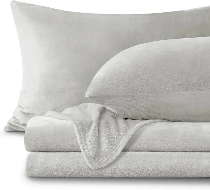 Flannel fleece sheet set in Light Grey