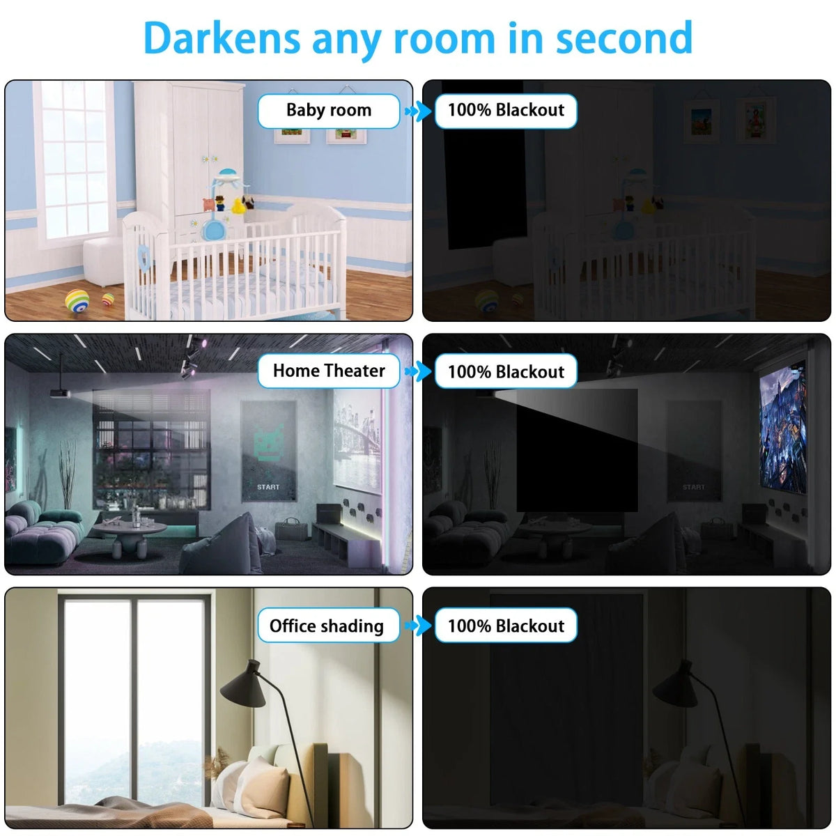 Blackout cover darkening a bedroom